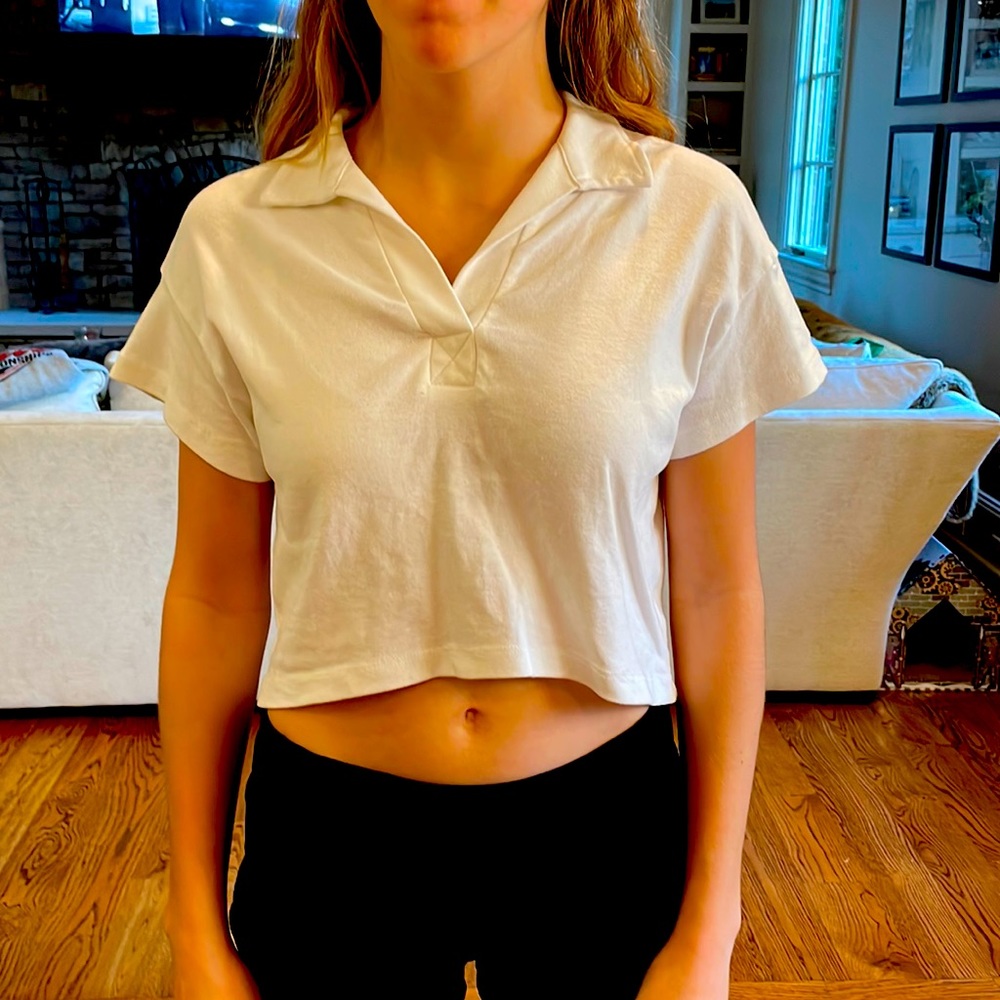 Altar’d State crop polo white top. Like new never worn